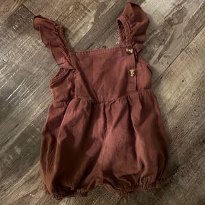 Brown Cotton Baby Bubble Romper | Size 9 months